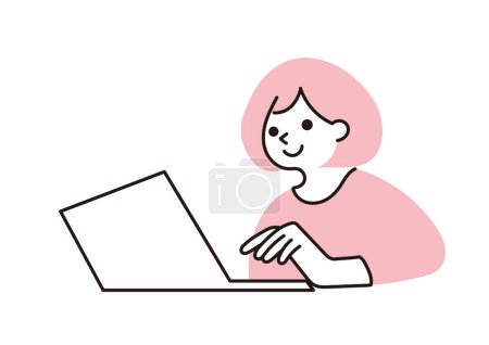 Clip art of woman using PC