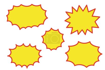 Illustration for Jagged pop fancy balloon set, yellow. - Royalty Free Image