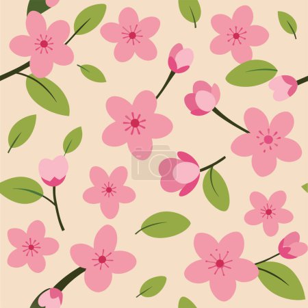 Illustration for Cherry Blossom Vector file , Seamless flowers pattern, - Royalty Free Image