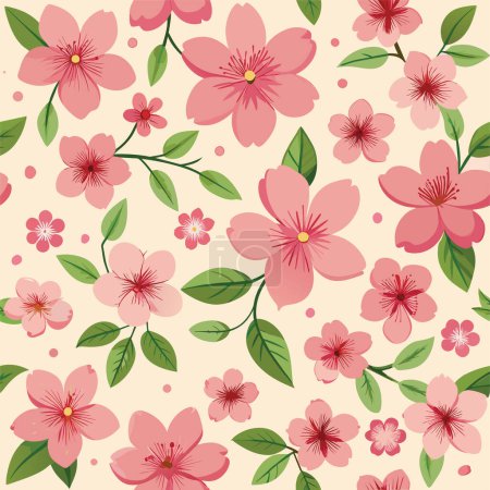 Ilustración de Archivo vectorial de flor de cerezo, patrón de flores sin costura, - Imagen libre de derechos