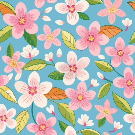 Illustration for Cherry Blossom vector file seamless pattern - Royalty Free Image