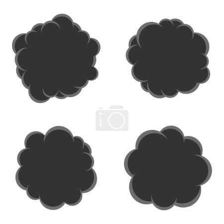 vector cloud of smoke pollution. black cloud of co2 gas in the air. carbon dioxide smog icon. illustration of environment pollution of atmosphere or smoke from bomb explosion isolated on white