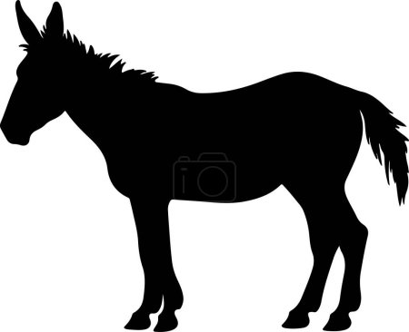 Illustration vectorielle de silhouette d'âne fond blanc