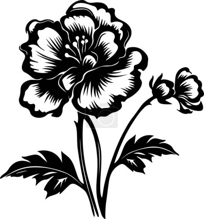 Téléchargez les illustrations : Illustration vectorielle Begonia Flower Silhouette fond blanc - en licence libre de droit