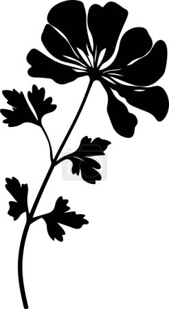 Téléchargez les illustrations : Illustration vectorielle de silhouette de fleur de géranium fond blanc - en licence libre de droit