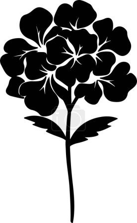 Téléchargez les illustrations : Illustration vectorielle de silhouette de fleur d'hortensia fond blanc - en licence libre de droit