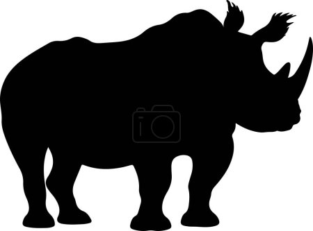 Illustration vectorielle de silhouette rhinocéros fond blanc