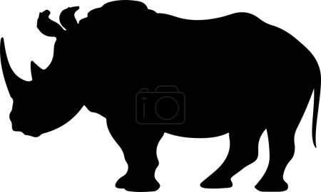Illustration vectorielle de silhouette rhinocéros fond blanc