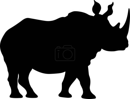 Rhino Silhouette Vector Illustration White Background