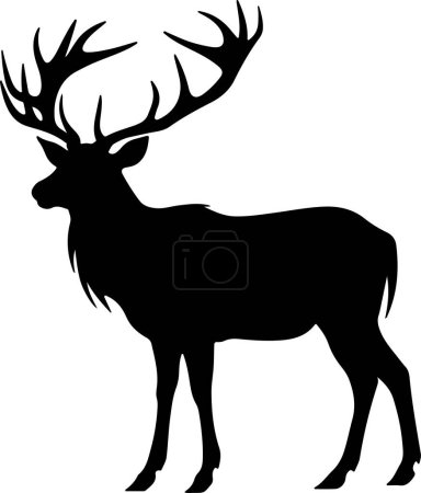 Elk Silhouette Vector Illustration White Background