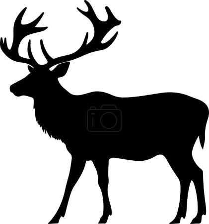 Illustration for Elk Silhouette Vector Illustration White Background - Royalty Free Image