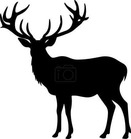 Illustration for Elk Silhouette Vector Illustration White Background - Royalty Free Image