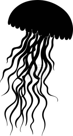 Illustration for Jellyfish Silhouette Vector Illustration White Background - Royalty Free Image