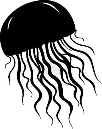 Ilustración de Jellyfish Silhouette Vector Illustration White Background - Imagen libre de derechos