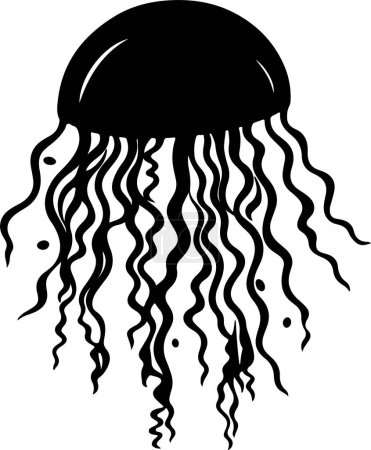 Ilustración de Jellyfish Silhouette Vector Illustration White Background - Imagen libre de derechos