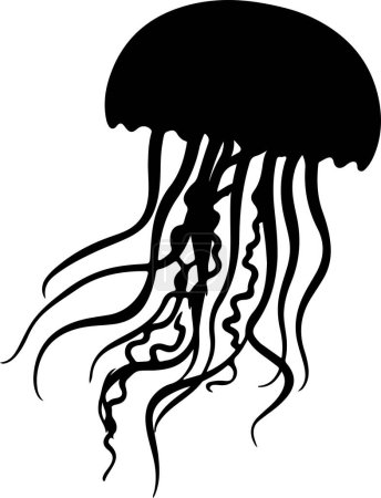 Ilustración de Silueta de medusas Vector Ilustración Fondo blanco - Imagen libre de derechos