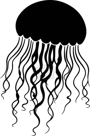 Illustration for Jellyfish Silhouette Vector Illustration White Background - Royalty Free Image