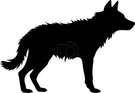 Téléchargez les illustrations : Hyena Silhouette Illustration vectorielle fond blanc - en licence libre de droit
