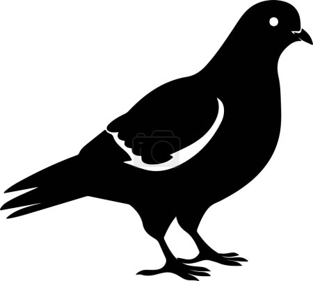 Illustration for Pigeon Silhouette Vector Illustration White Background - Royalty Free Image