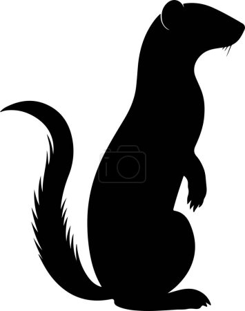 Weasel Silhouette Vector Illustration White Background