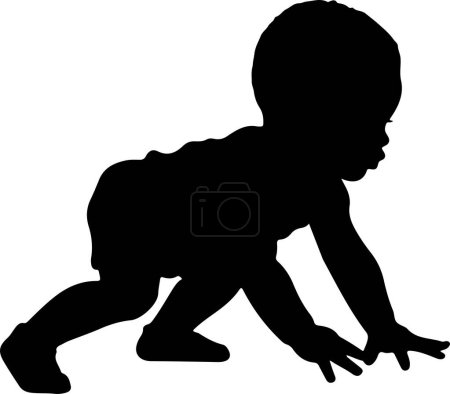 Baby Crawling Silhouette Vector Illustration weißer Hintergrund