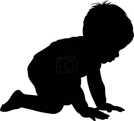 Baby Crawling Silhouette Vector Illustration weißer Hintergrund