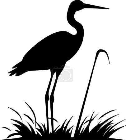 Stork Silhouette Vector Illustration White Background