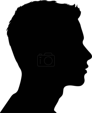 Silueta cabeza masculina Vector Ilustración Fondo blanco