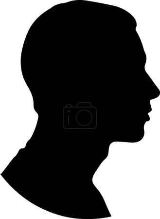 Male Head Silhouette Vector Illustration White Background