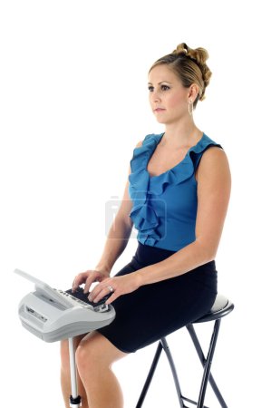 Photo for Court Reporter using a stenographic machine - Royalty Free Image