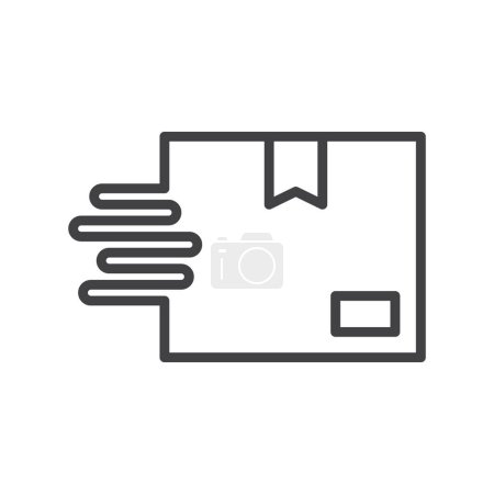Fast moving box, fast shipping and delivery, dropshipping, speed, logo vector line art icon.