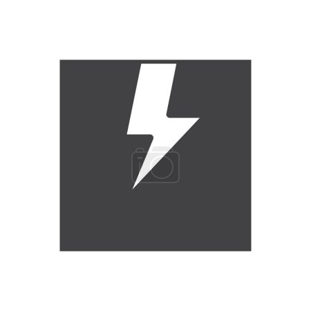 Bolt in square box vector icon logo, fast delivery, dropshipping, power, solid grey, electric.