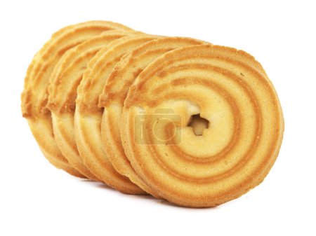 Butter ring cookies isolated on white background