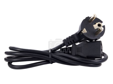 Electric power cord isolated on white