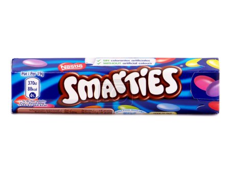 Photo for BUCHAREST, ROMANIA - AUGUST 7, 2019. Smarties sugar-coated chocolate candy made by Nestle - Royalty Free Image