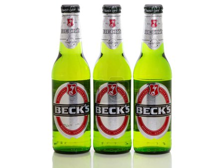 BUCHAREST, ROMANIA - MAY 29, 2019. Beck's bottle beer, a brand owned by Brauerei Beck & Co