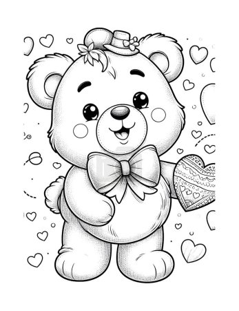 Photo for Coloring a little bear for Valentine's Day - Royalty Free Image