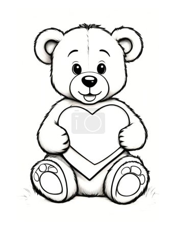 Photo for Cute little bear with a valentine. Coloring for children - Royalty Free Image