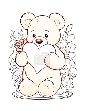 Photo for Coloring Little Bear and Valentine's Day - Royalty Free Image