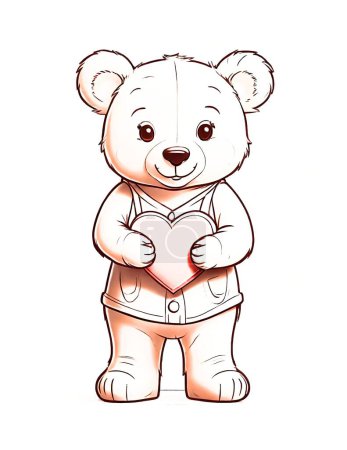 Photo for Valentine's Day coloring page with a little bear - Royalty Free Image