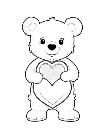 Photo for Valentine's Day coloring page with a little bear - Royalty Free Image