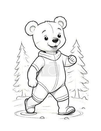 Photo for Coloring page Bear walking in the forest - Royalty Free Image