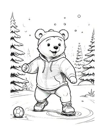 Photo for Coloring page bear playing sports - Royalty Free Image