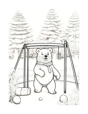 Photo for Coloring Page Bear on the Playground - Royalty Free Image