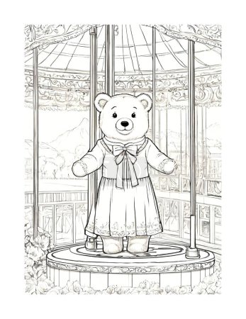 Photo for Coloring page bear on carousel - Royalty Free Image
