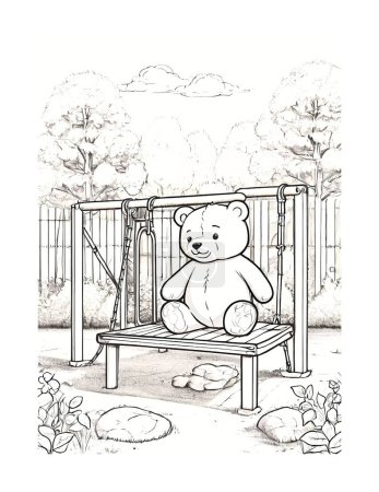 Photo for Coloring Page Bear on the Playground - Royalty Free Image