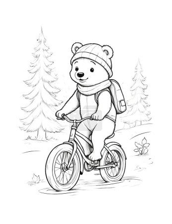 Photo for Coloring page bear on a Bike - Royalty Free Image