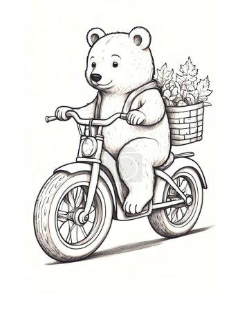 Photo for Page Coloring page bear on a Motorcycle - Royalty Free Image