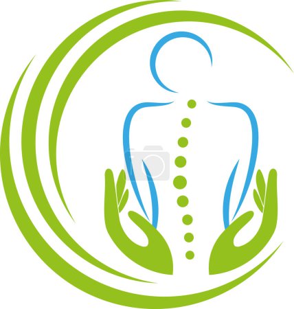 Ilustración de Ortopedia, fisioterapia, masaje, quiropráctico, fondo, logotipo - Imagen libre de derechos