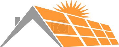 Ilustración de Logotipo de casa, solar, sol, medio ambiente y energía - Imagen libre de derechos